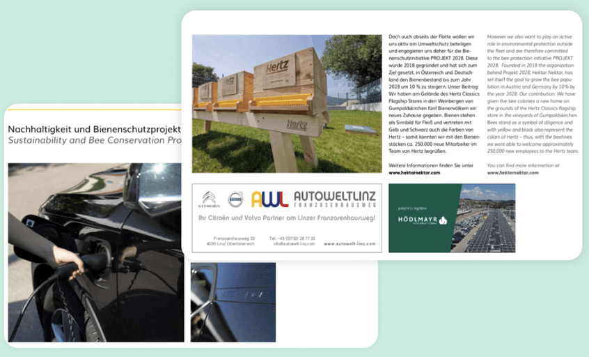 Bienen in der Hertz Unternehmensbroschüre