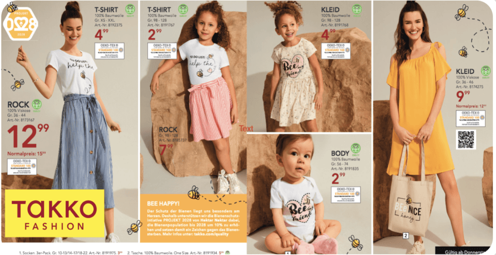 Kollektion mit Bienen-Fokus und Offline-Promotion via Prospekt
