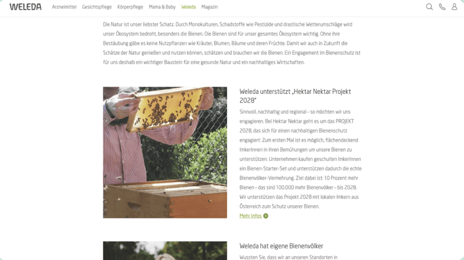Landingpage für den Bienenschutz